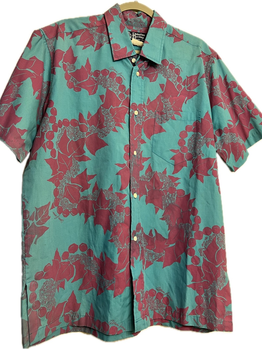 Allan James Kukui Print Aloha Shirt in Sky Blue & Berry Purple